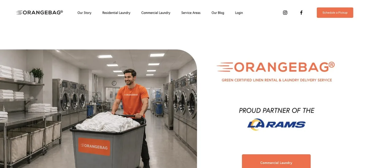 The previous Squarespace homepage: a logo, a strapline and a Rams partnership badge above the fold